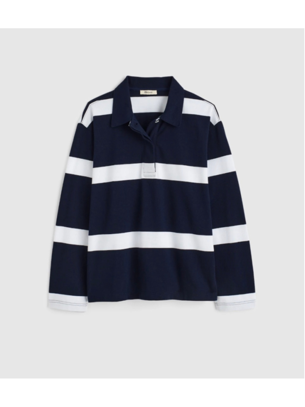 NWT Madewell Rugby Polo Shirt size small in blue and white